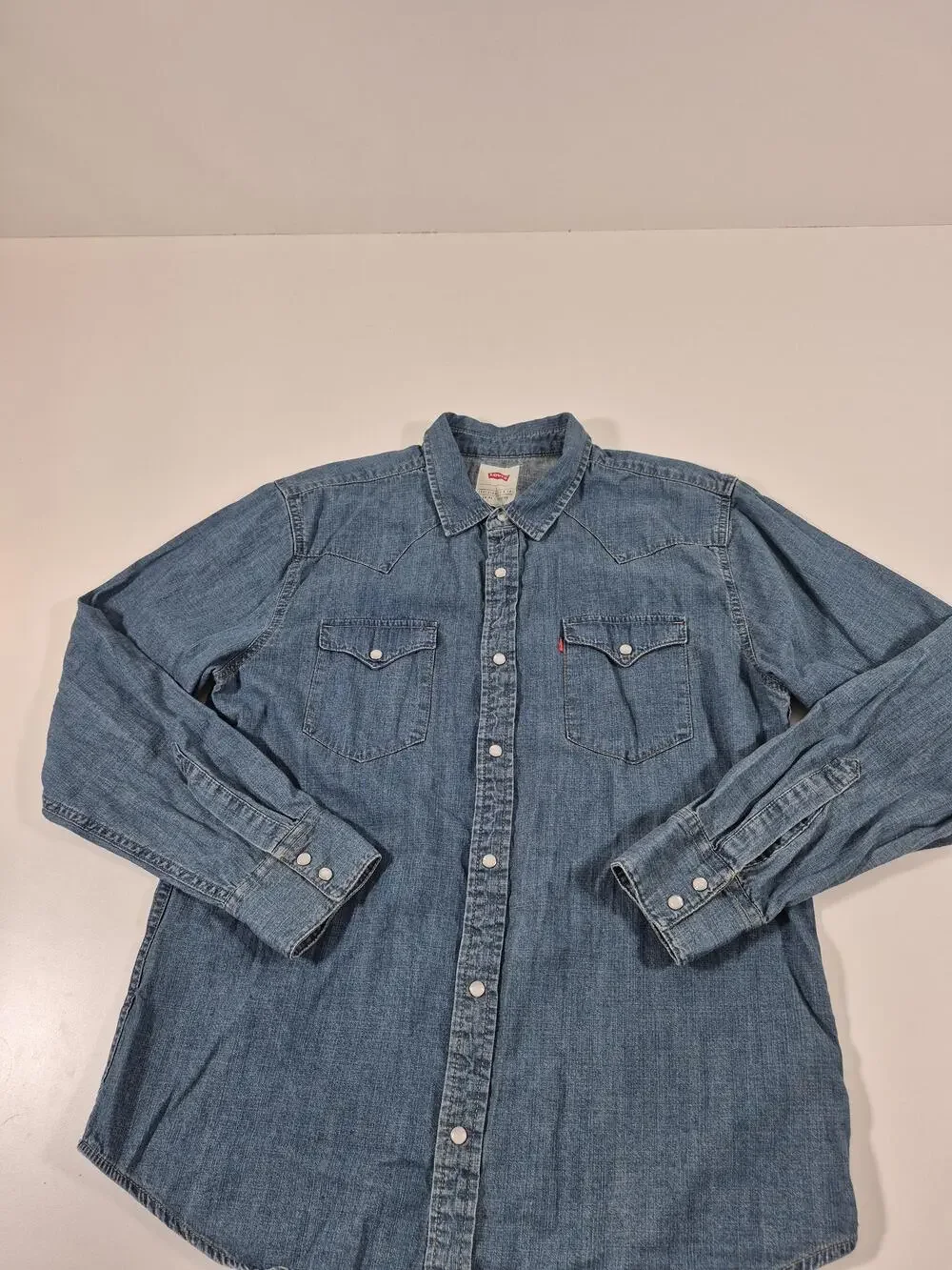 Levi's Men's L Blue Denim Western Pearl Snap Long Sleeve Button-Up Shirt